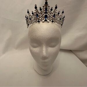 “Something Blue” Royal Blue Crystal Bridal Tiara Crown Pageant Prom Quinceañera